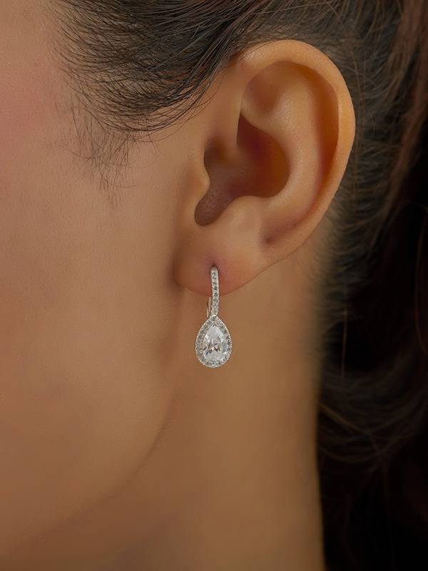 Cz Leverback Small Drop Earrings : ER185611A18SL