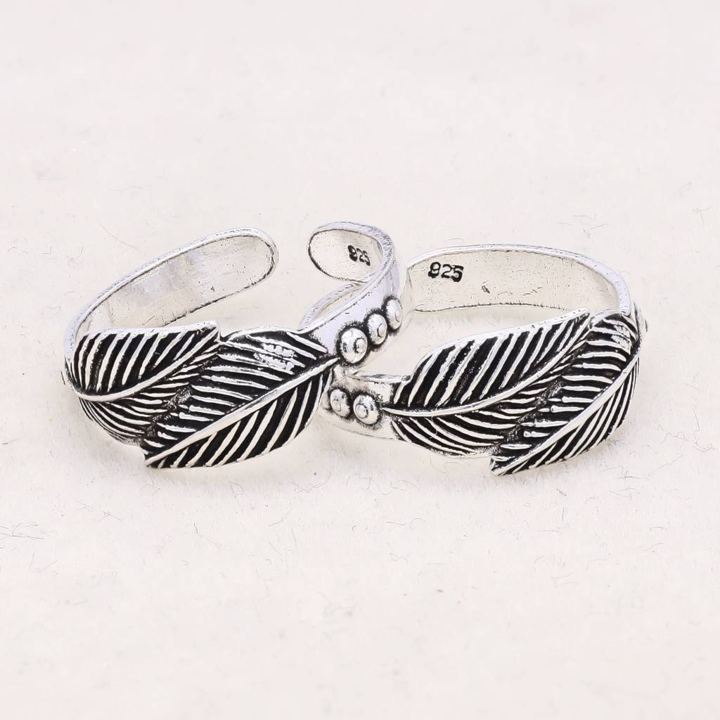 Feathers Silver Toe Rings : TS-TR-005