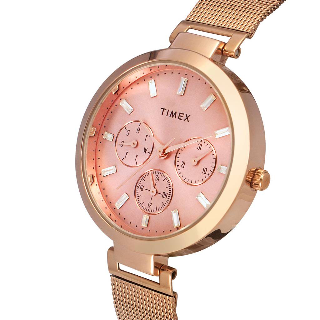 Timex Trendline Round 35Mm Pink Dial Analog Women Watch - Tw000X242 : TW000X242