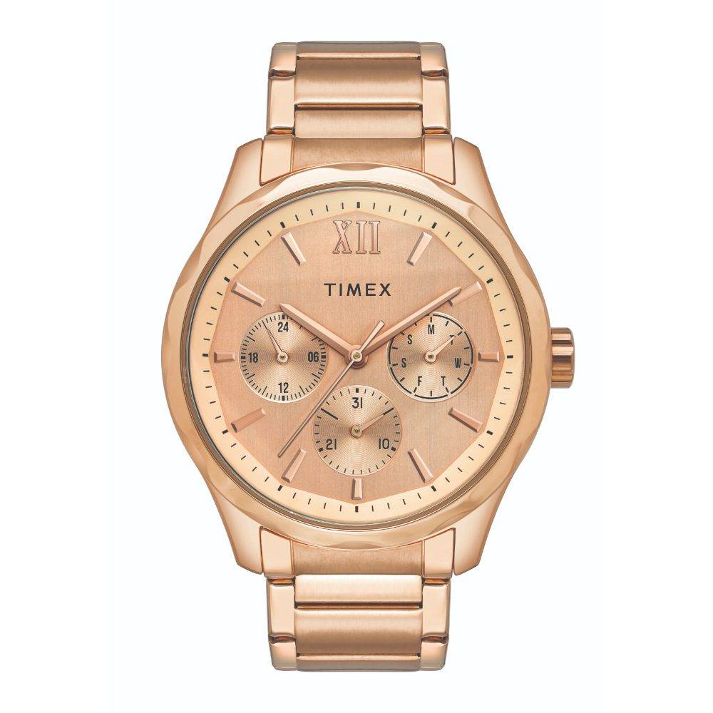 Timex Trendline Round 44Mm Rose Gold Dial Analog Pair Watch - Tw00Pr266 : TW00PR266