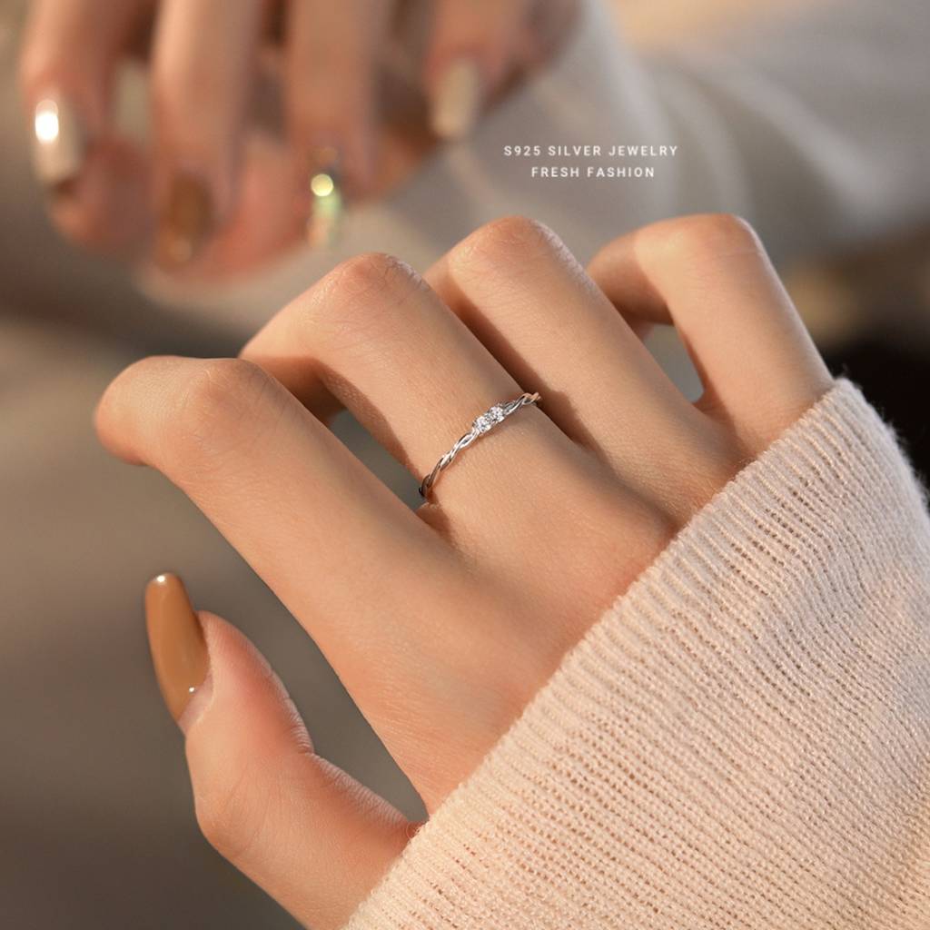 Brd Jewelry 925 Sterling Silver Twisted Cz Stone Silver Ring I Adjustable Silver Ring For Women & Girls : BRDK1465