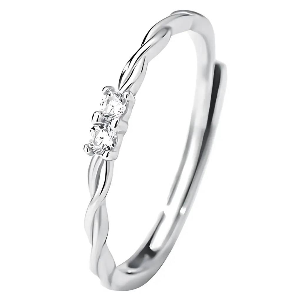 Brd Jewelry 925 Sterling Silver Twisted Cz Stone Silver Ring I Adjustable Silver Ring For Women & Girls