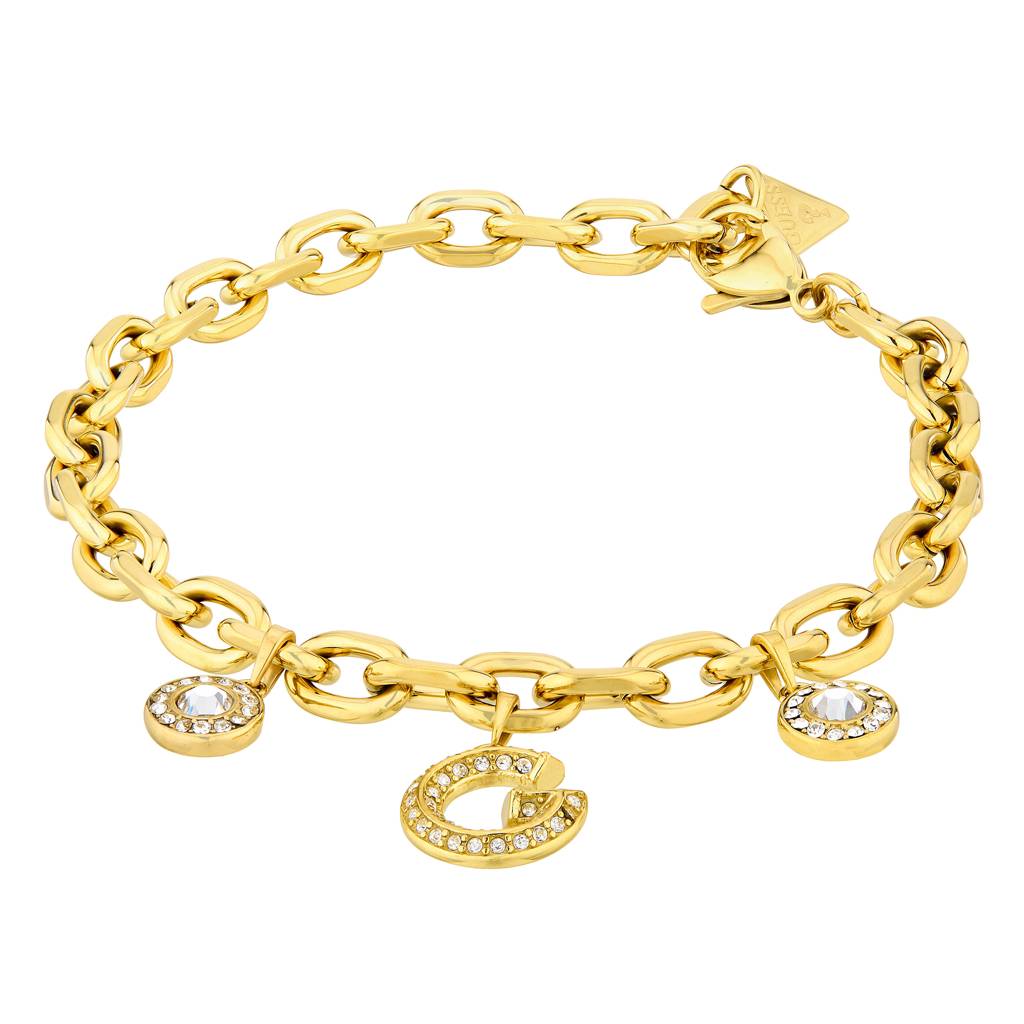Guess G Crystal Yellow Gold Logo Charm Women'S Bracelet : UBB05445YGL