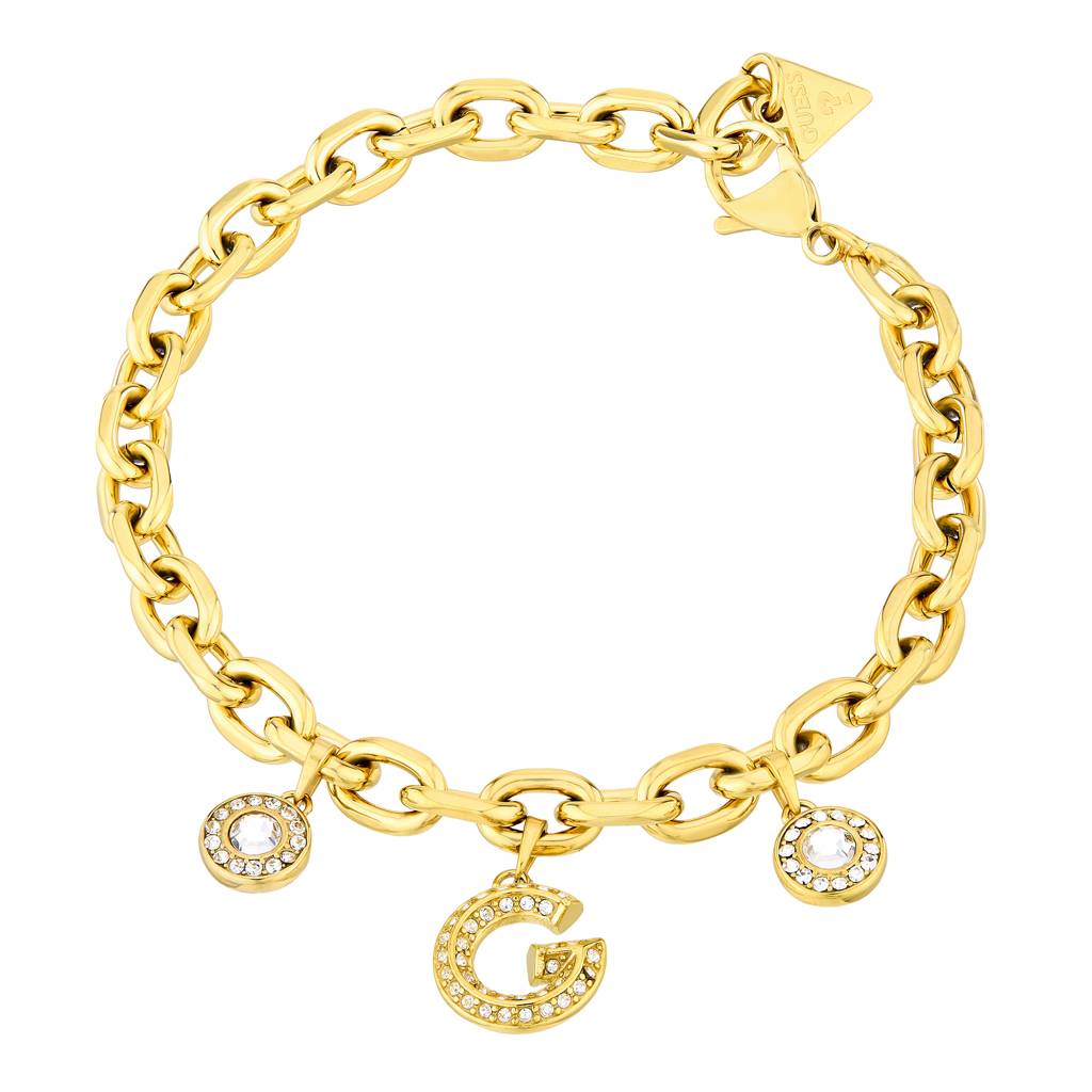 Guess G Crystal Yellow Gold Logo Charm Women'S Bracelet : UBB05445YGL