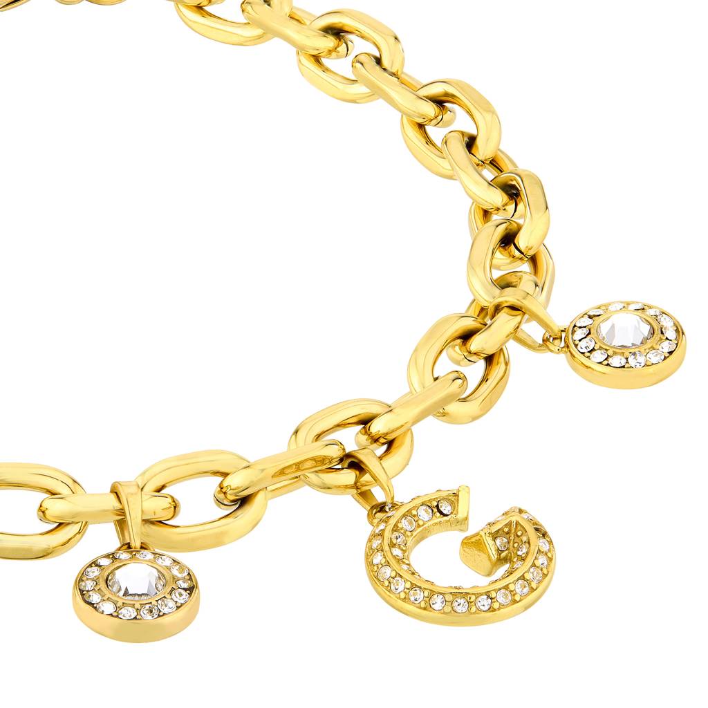 Guess G Crystal Yellow Gold Logo Charm Women'S Bracelet : UBB05445YGL