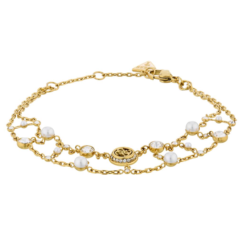 Guess Tiny Pearly Yellow Gold Weave Pearl Women'S Bracelet : UBB05512YGL