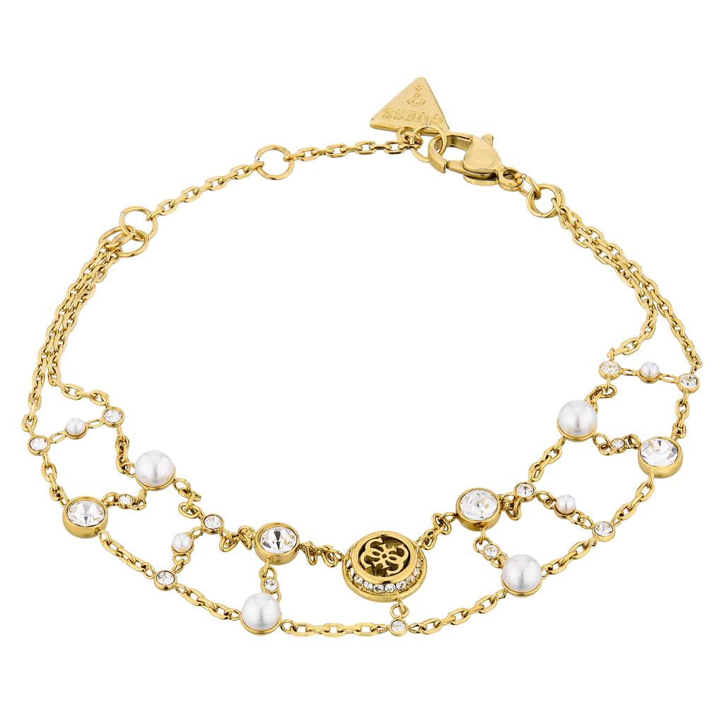 Guess Tiny Pearly Yellow Gold Weave Pearl Women'S Bracelet : UBB05512YGL