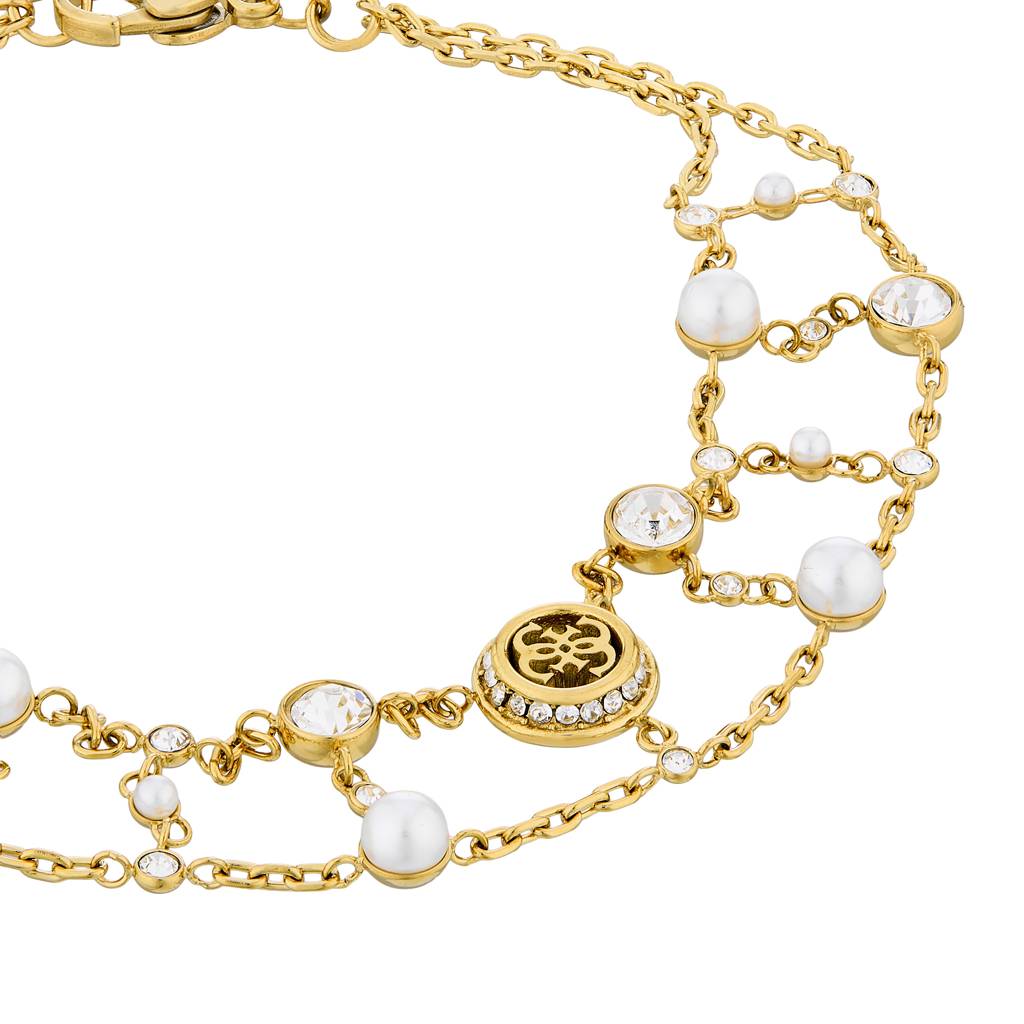 Guess Tiny Pearly Yellow Gold Weave Pearl Women'S Bracelet : UBB05512YGL