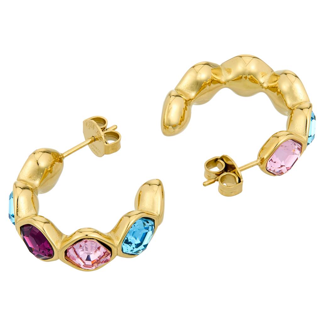 Guess Mamounia Yellow Gold Women'S Half Hoop Earrings - Ube05318Ygmc : UBE05318YGMC