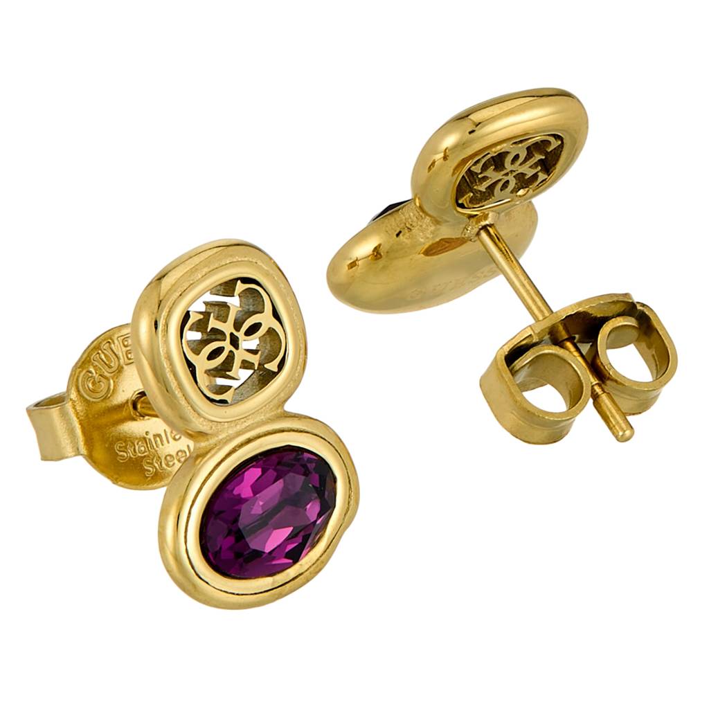 Guess Mamounia Yellow Gold Purple Stone Women'S Studs : UBE05572YGMC