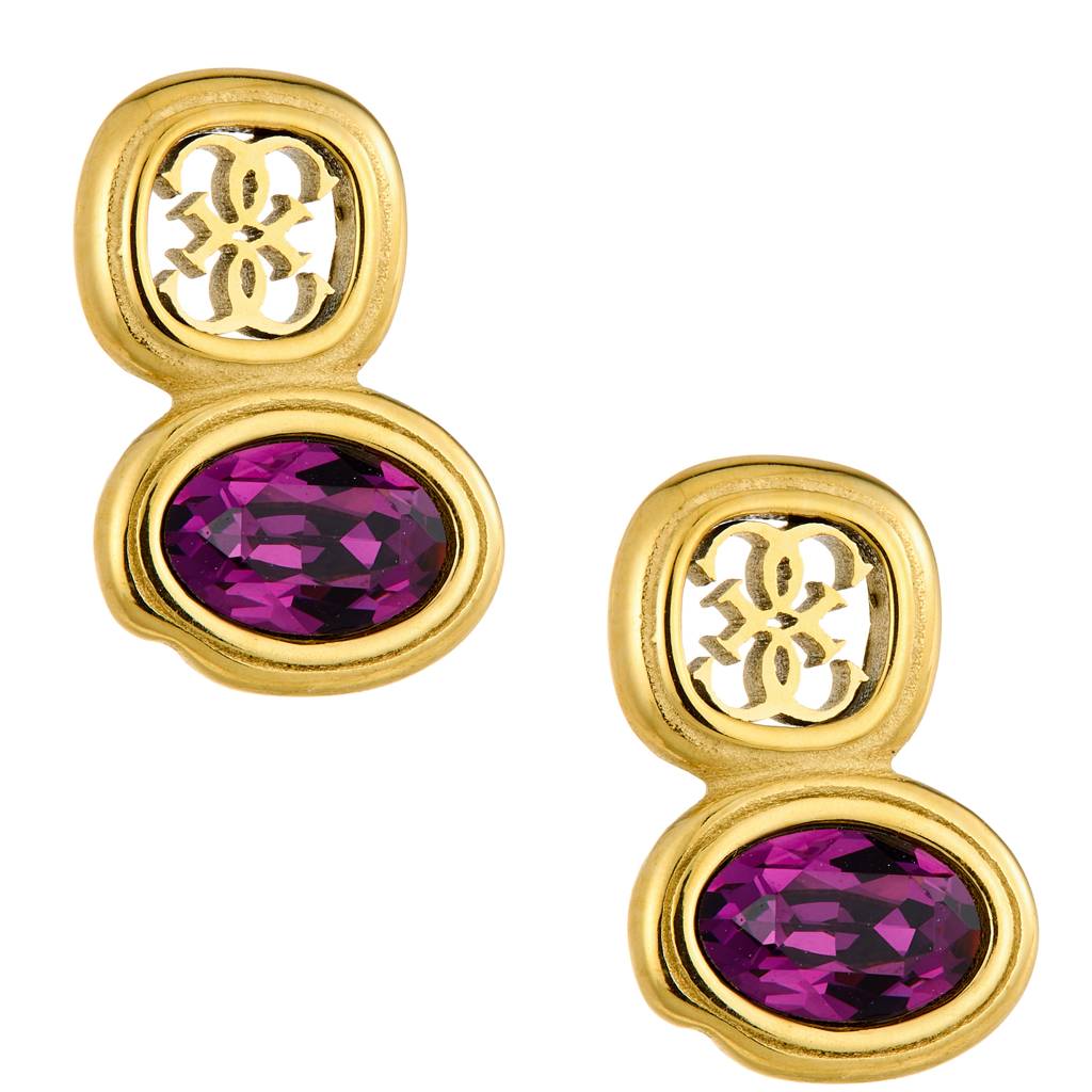 Guess Mamounia Yellow Gold Purple Stone Women'S Studs : UBE05572YGMC