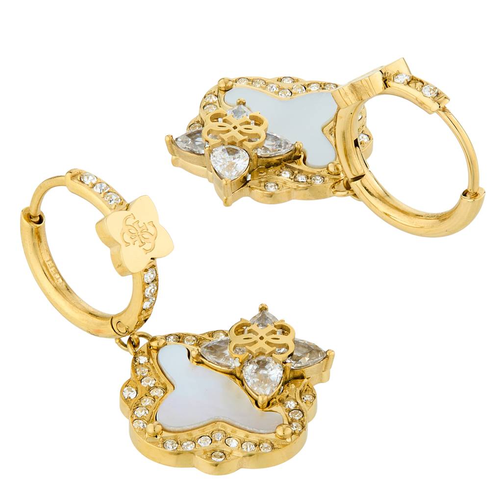 Guess Wild Flower Yellow Gold Women'S Drop Earrings - Ube05583Yg : UBE05583YG