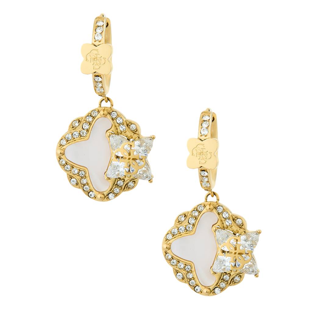 Guess Wild Flower Yellow Gold Women'S Drop Earrings - Ube05583Yg : UBE05583YG