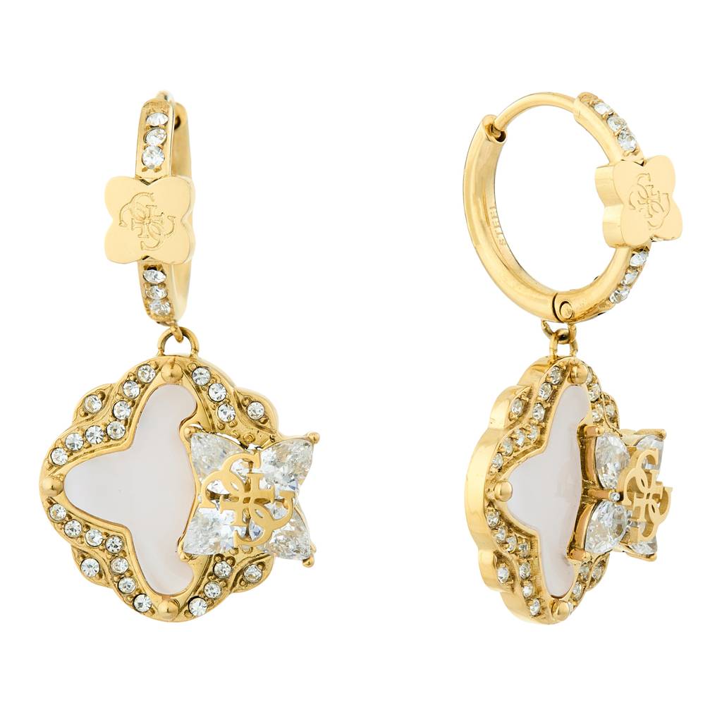 Guess Wild Flower Yellow Gold Women'S Drop Earrings - Ube05583Yg : UBE05583YG