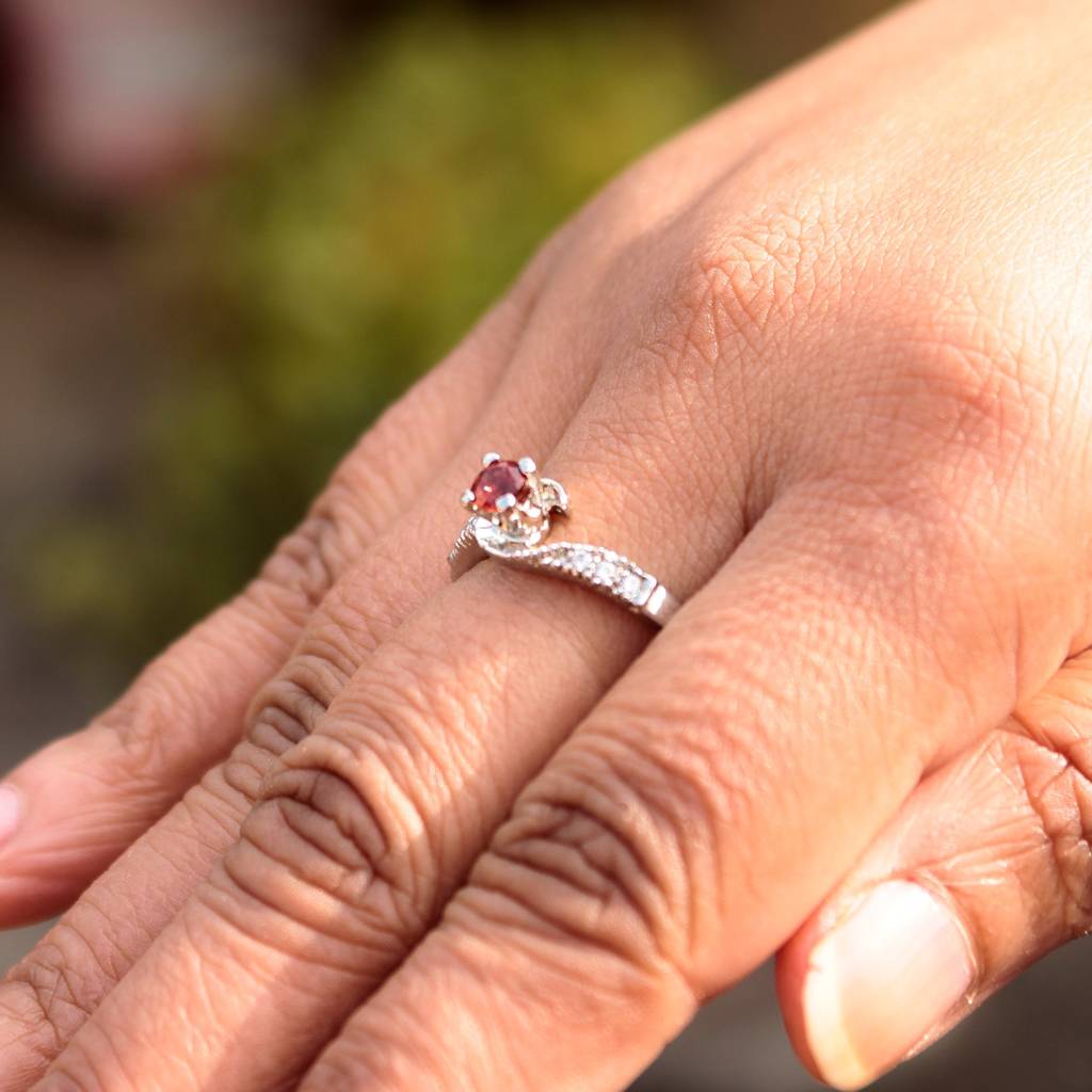 925 Sterling Silver Garnet Ring For Women | Authentic Silver Jewelry | Handcrafted Elegant Gift : FU-0674