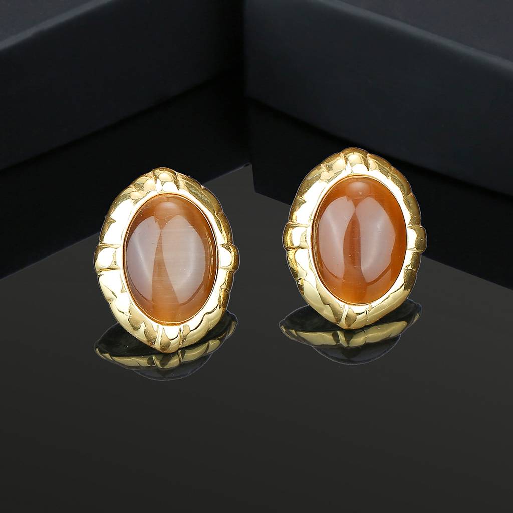 Estele Gold Plated Vintage Chocolate Studs For Women : 688705-IGER