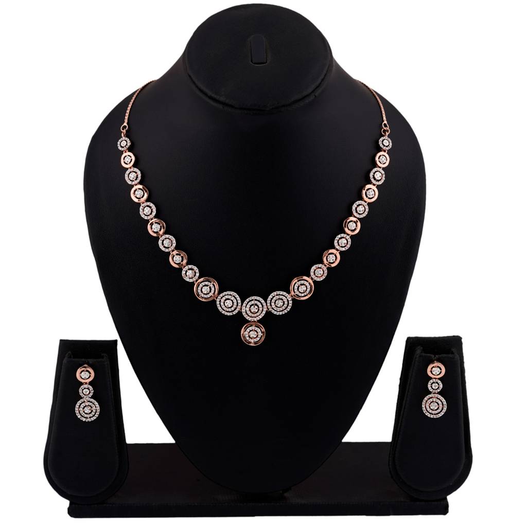 Estele Rose Gold Plated Cz Classic Necklace Set For Women : AD-651-RGNKER