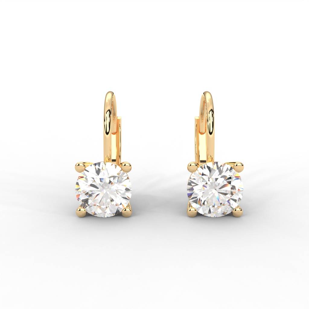 1 Carat Round Moissanite Solitaire Stud Earrings In 14K White Gold Plated : SE-0007-YG