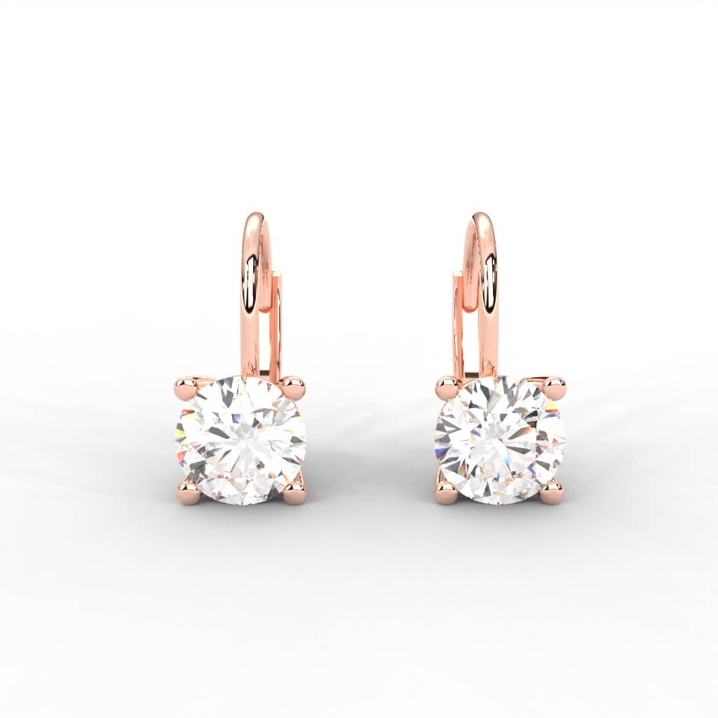 1 Carat Round Moissanite Solitaire Stud Earrings In 14K White Gold Plated : SE-0007-RG