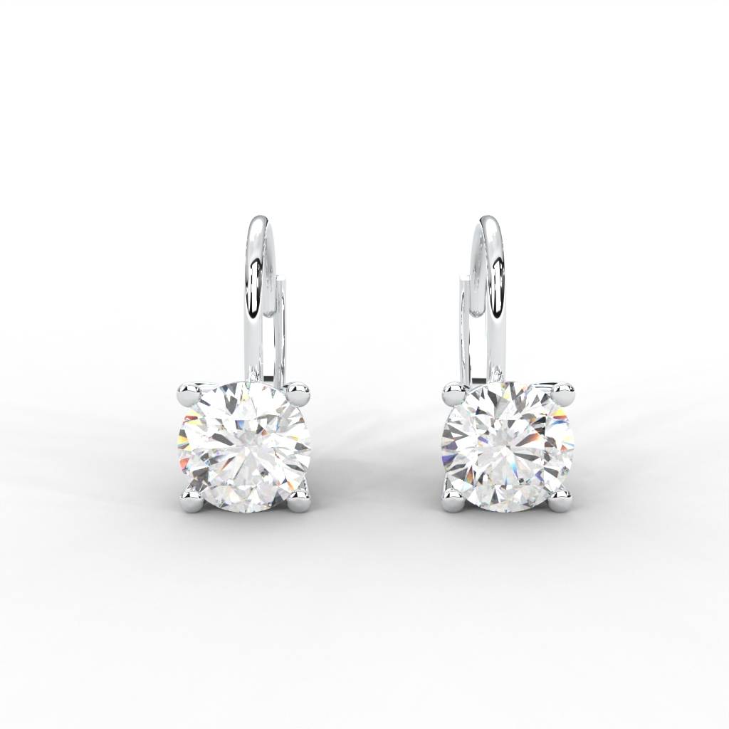 1 Carat Round Moissanite Solitaire Stud Earrings In 14K White Gold Plated : SE-0007