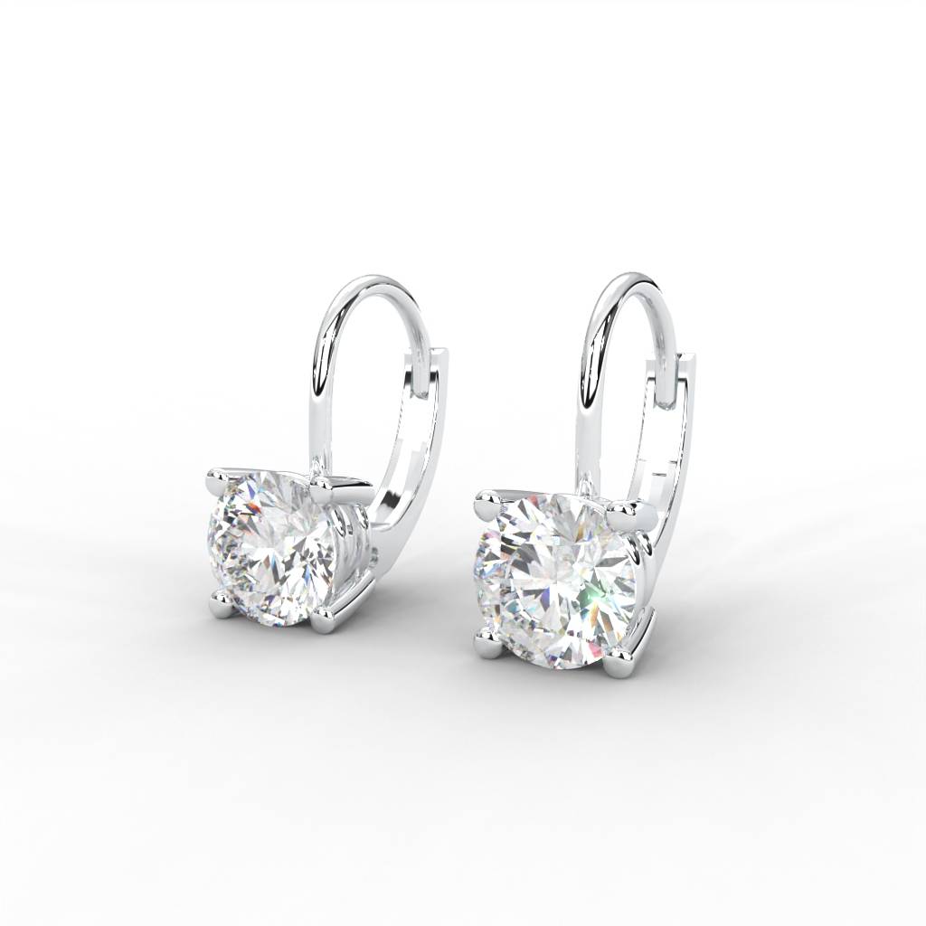 1 Carat Round Moissanite Solitaire Stud Earrings In 14K White Gold Plated : SE-0007