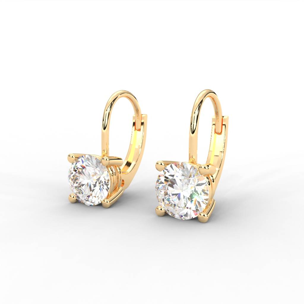 1 Carat Round Moissanite Solitaire Stud Earrings In 14K White Gold Plated : SE-0007-YG