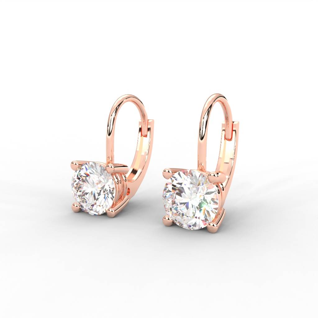 1 Carat Round Moissanite Solitaire Stud Earrings In 14K White Gold Plated : SE-0007-RG