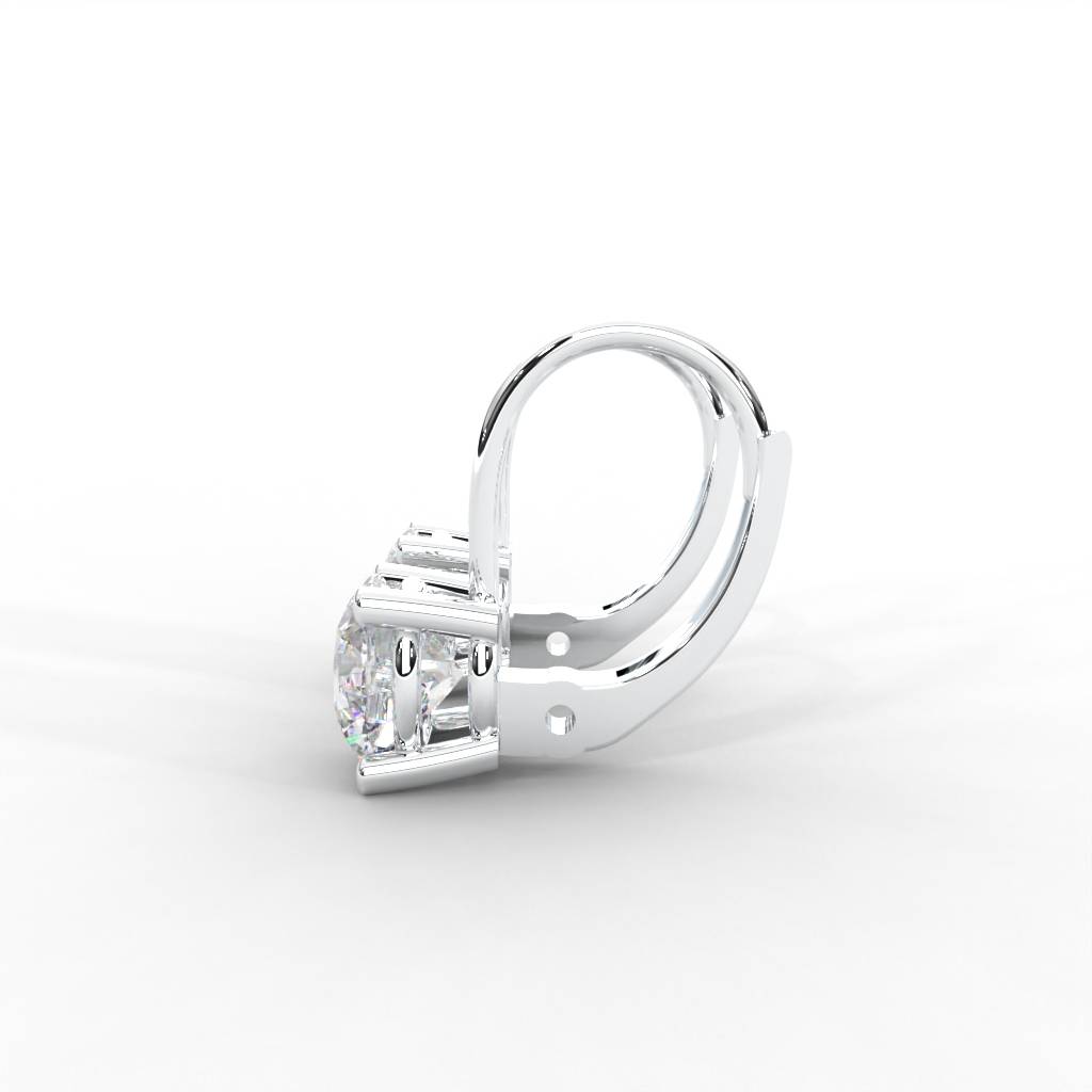 1 Carat Round Moissanite Solitaire Stud Earrings In 14K White Gold Plated : SE-0007