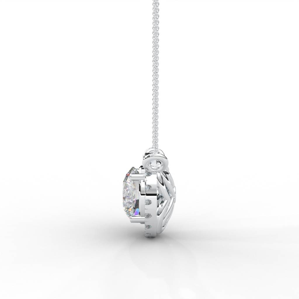 1 Carat Dew Round Moissanite Cluster Halo Signature Necklace : NT-0004-WG