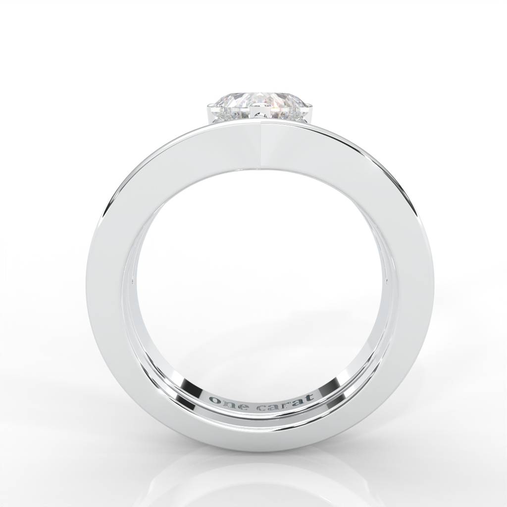 0.80 Carat Heart Moissanite Split Shank Solitaire Bridal Set Ring In 14K White Gold Plated : BRL-0002-WH-8