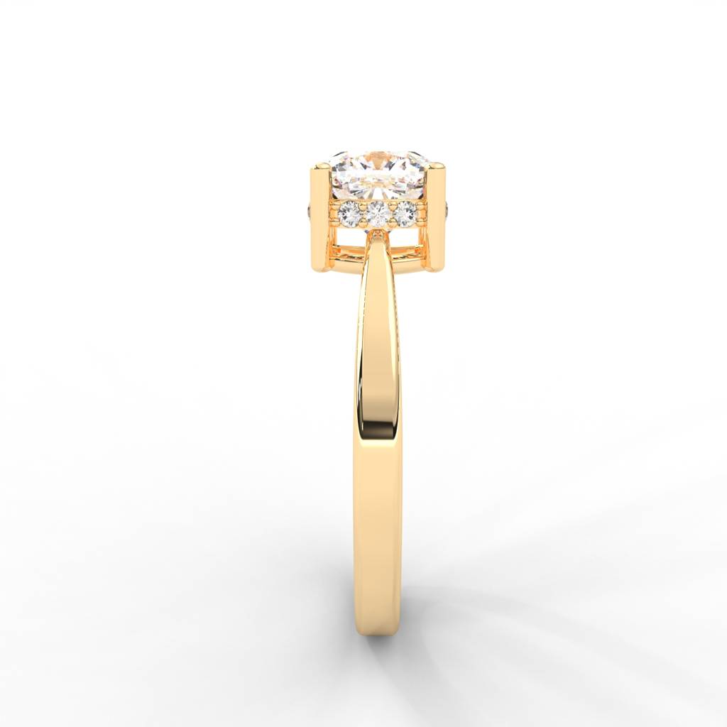 Cushion Moissanite Solitaire With Hidden Accents - 1 Carat In 14K Yellow Gold Plated : RL-0011-Y-8