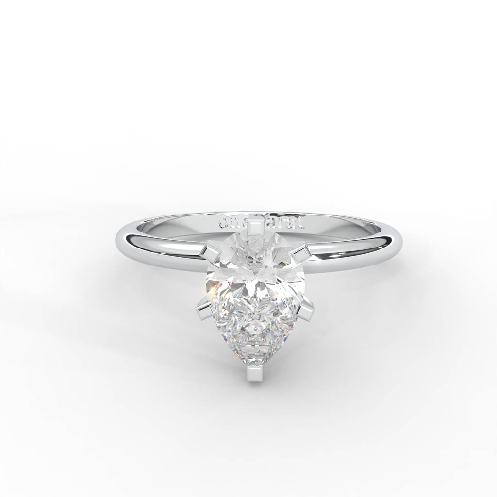 Pear Moissanite Solitaire Ring Carat In 14K White Gold Plated