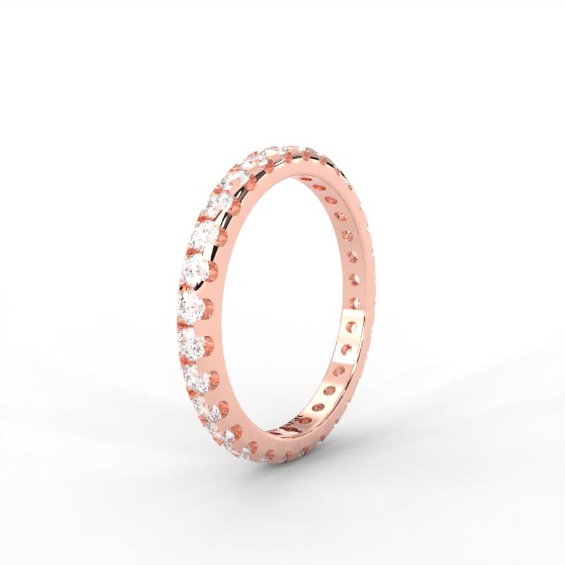 0.96 Carat Round Moissanite Eternity Band In 14K Rose Gold Plated : ERL-0001-RG-8