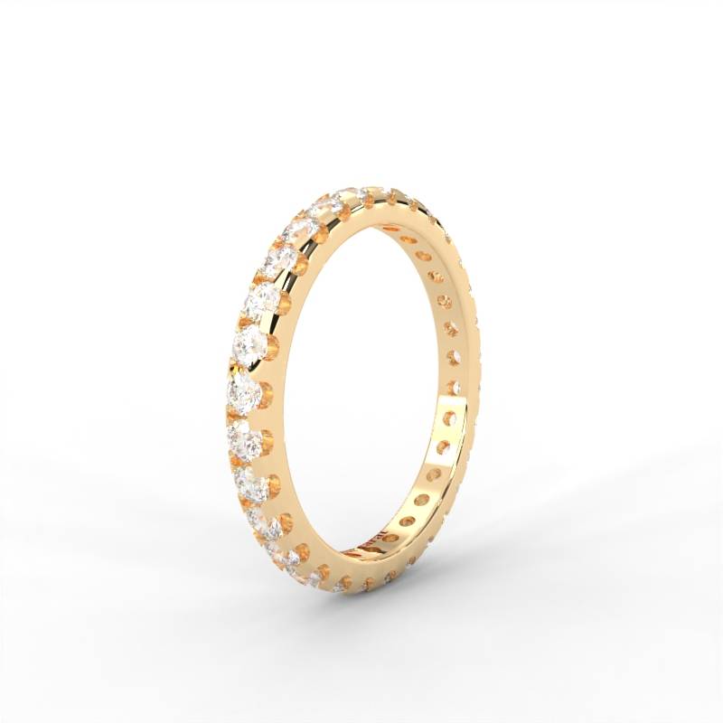 0.96 Carat Round Moissanite Eternity Band In 14K Yellow Gold Plated : ERL-0001-Y-8