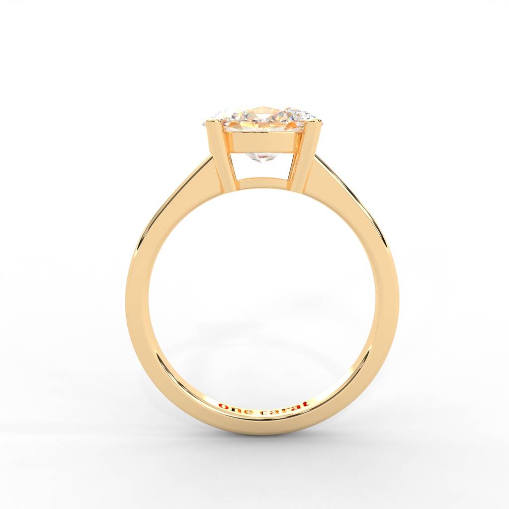 Oval Moissanite East-West Solitaire Ring - 1 Carat In 14K Yellow Gold Plated : RL-0010-Y-8