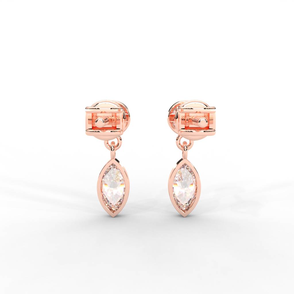 0.66 Carat Marquise Moissanite Bezel Drop Earrings In 14K Yellow Gold Plated : SE-0006-RG