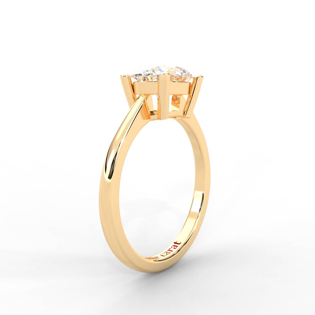 Oval Moissanite East-West Solitaire Ring - 1 Carat In 14K Yellow Gold Plated : RL-0010-Y-8