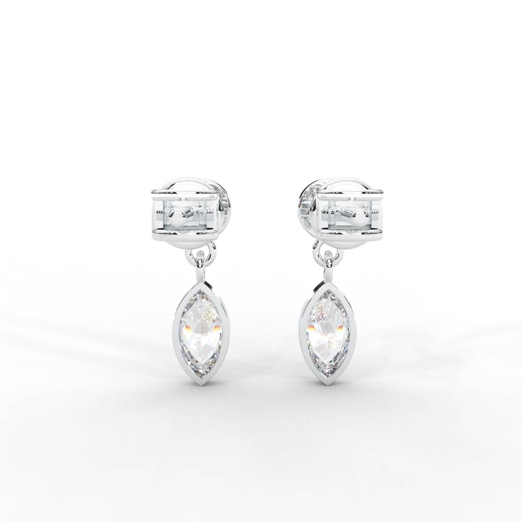 0.66 Carat Marquise Moissanite Bezel Drop Earrings In 14K Yellow Gold Plated : SE-0006