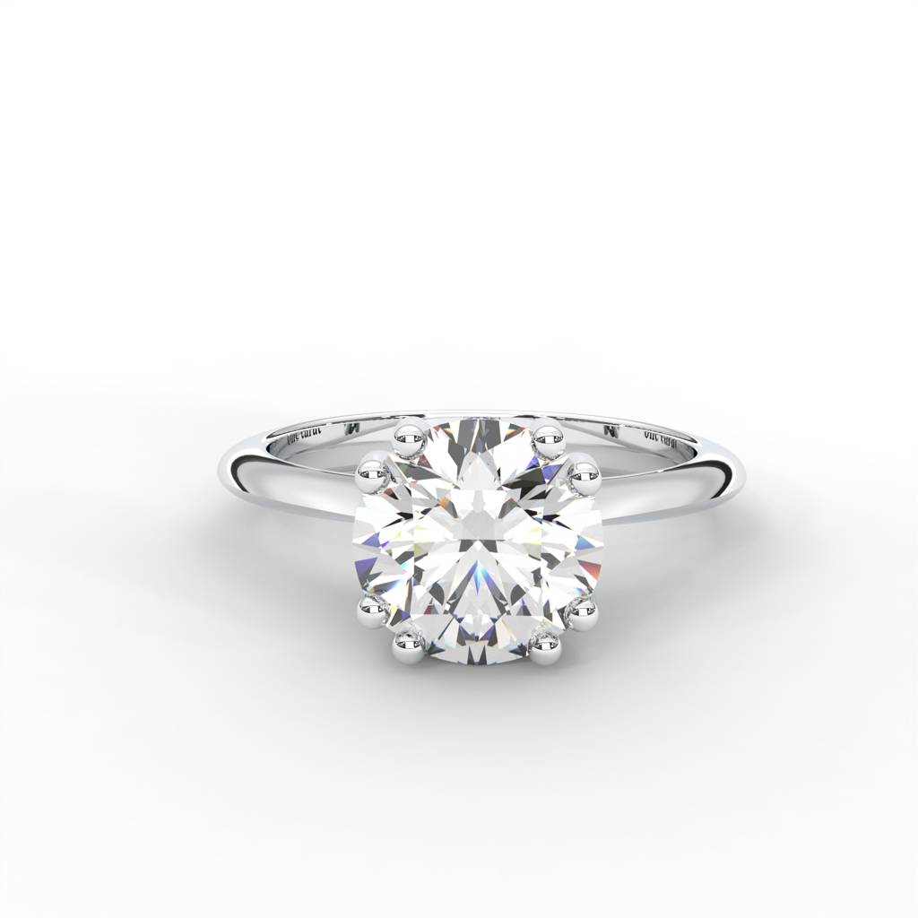 Round Moissanite Double Prong Solitaire Ring - 1 Carat In 14K White Gold Plated Adjustable : RL-0004-WH-AD