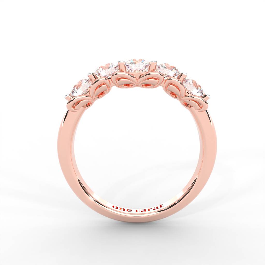 0.84 Carat Round Moissanite Five Stone Wedding Band In 14K Rose Gold Plated : ARL-0003-RG-8
