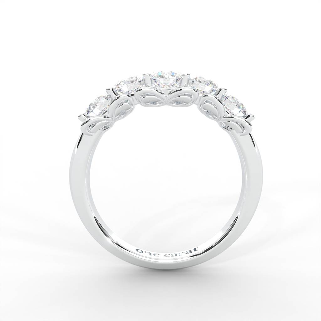 0.84 Carat Round Moissanite Five Stone Wedding Band In 14K White Gold Plated : ARL-0003-WH-8
