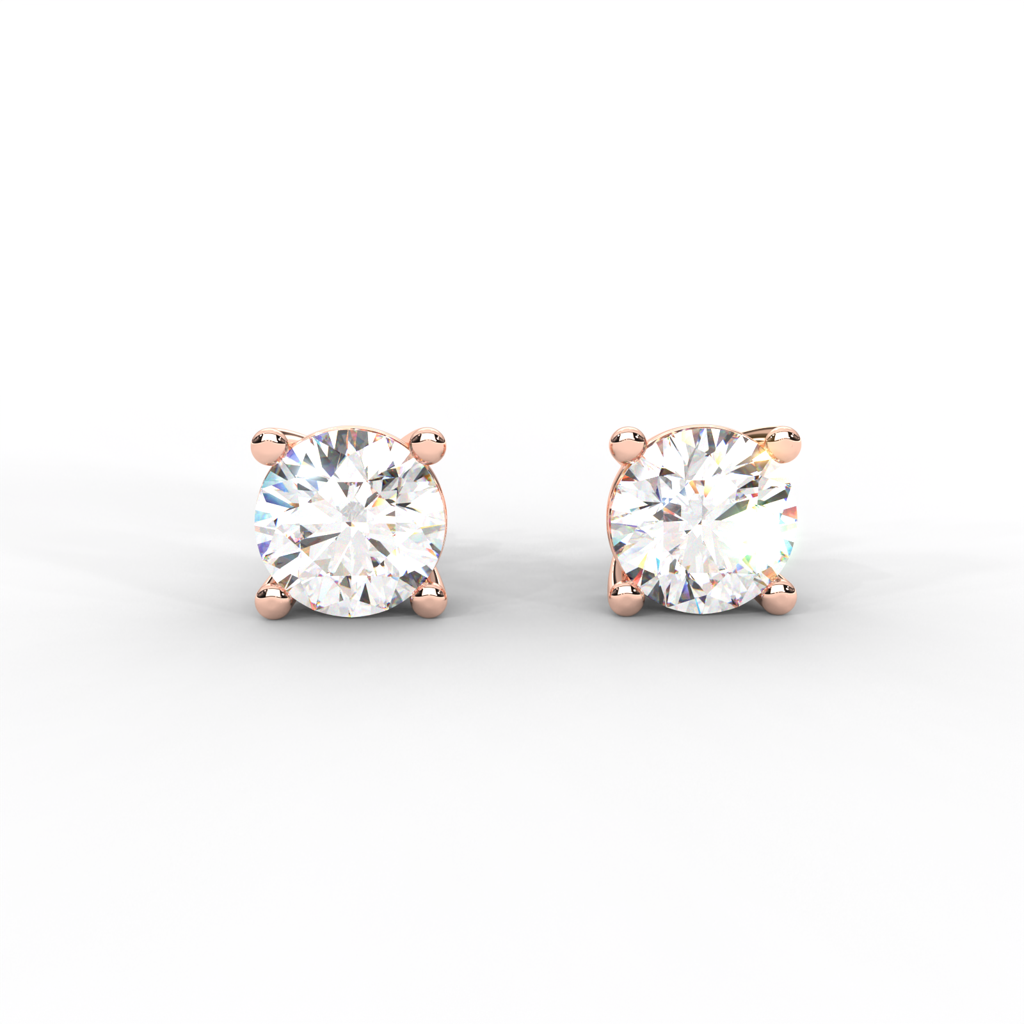 1 Carat Round Moissanite Four Prong Screw-Back Earrings In 14K White Gold Plated : SE-0003-RG