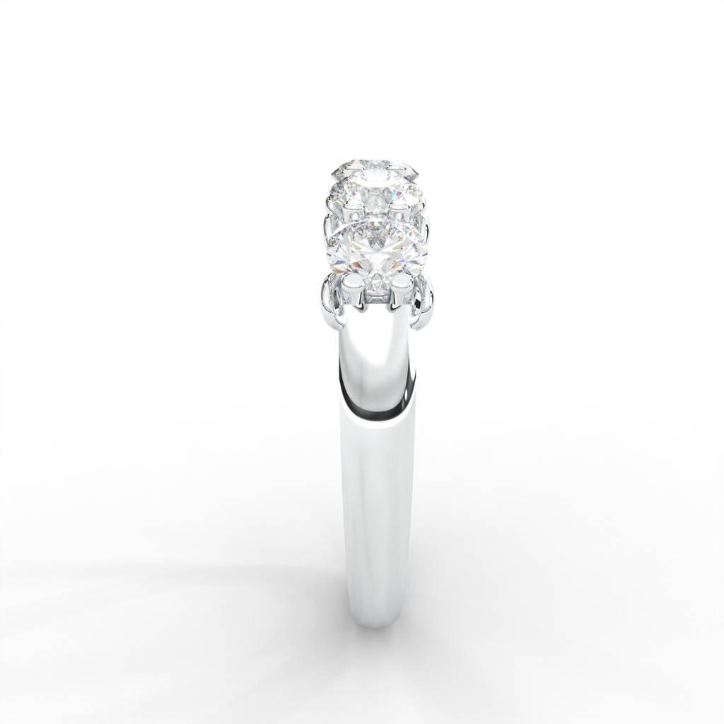 0.84 Carat Round Moissanite Five Stone Wedding Band In 14K White Gold Plated : ARL-0003-WH-8