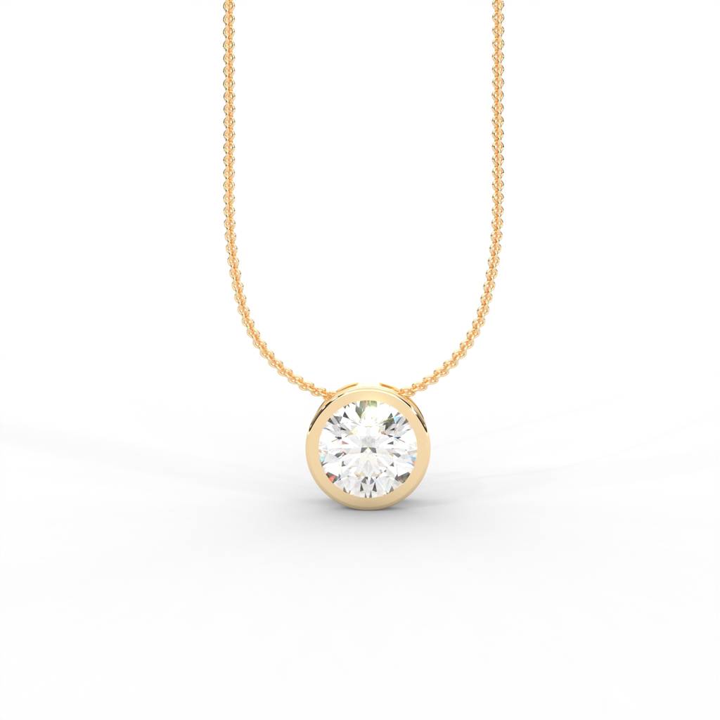 Round Moissanite Bezel Set Solitaire Pendant - 1 Carat : NT-0002