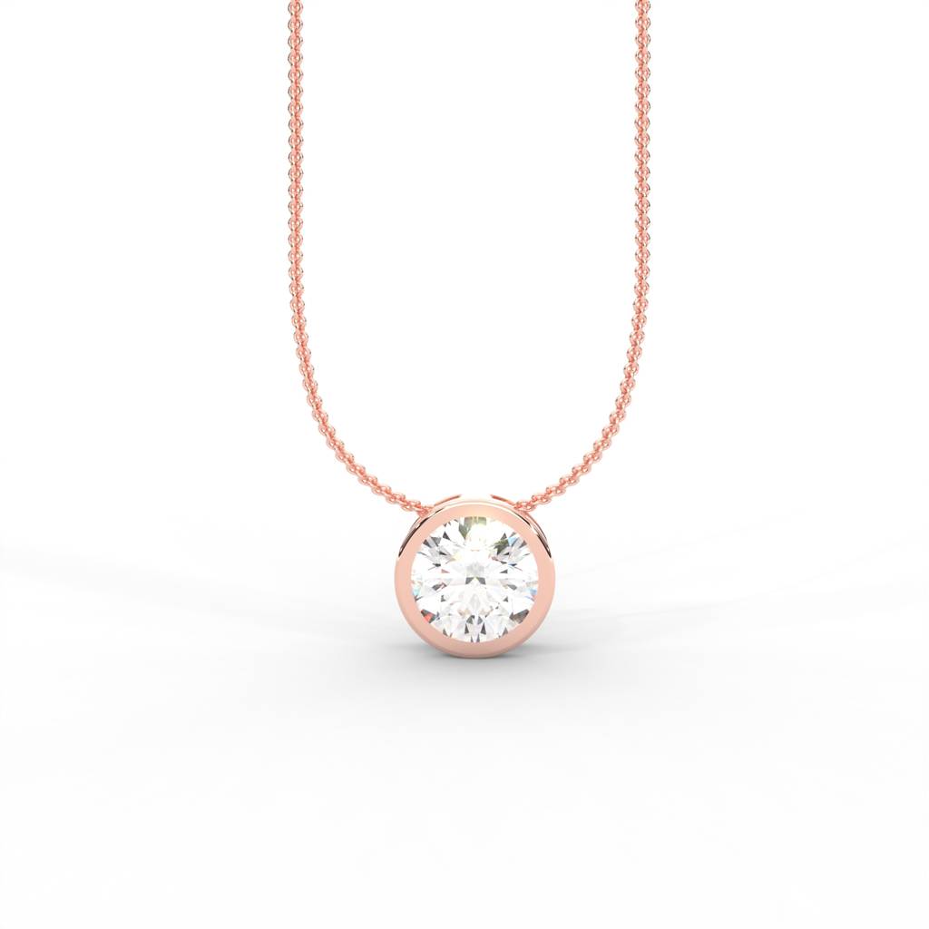 Round Moissanite Bezel Set Solitaire Pendant - 1 Carat : NT-0002-RG