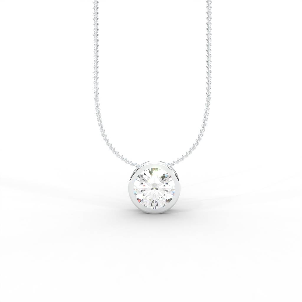 Round Moissanite Bezel Set Solitaire Pendant - 1 Carat : NT-0002-WG
