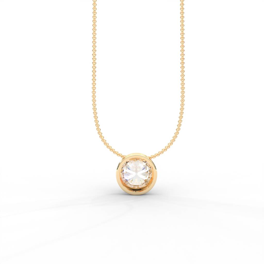 Round Moissanite Bezel Set Solitaire Pendant - 1 Carat : NT-0002