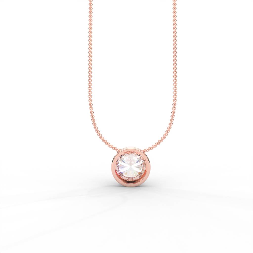 Round Moissanite Bezel Set Solitaire Pendant - 1 Carat : NT-0002-RG