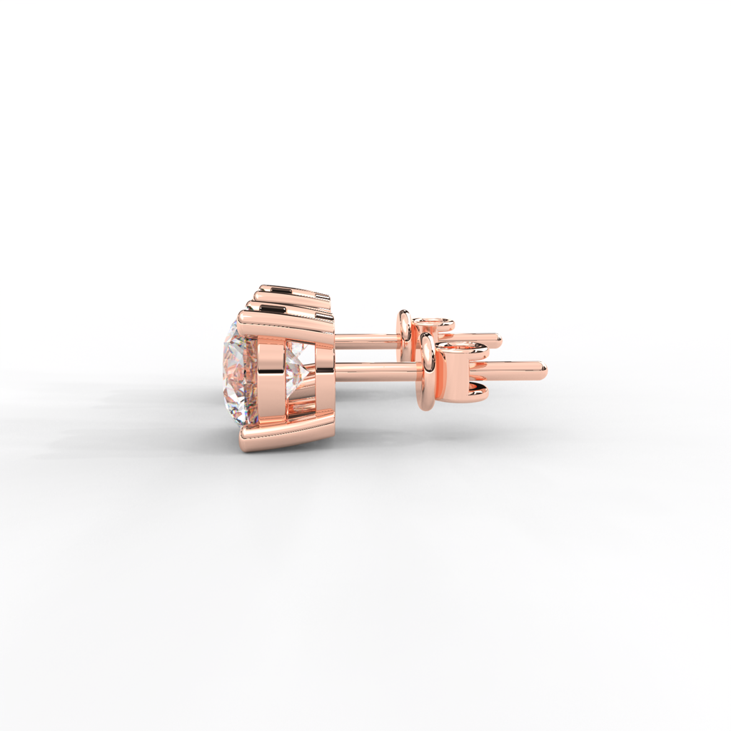 1 Carat Round Moissanite Four Prong Screw-Back Earrings In 14K White Gold Plated : SE-0003-RG