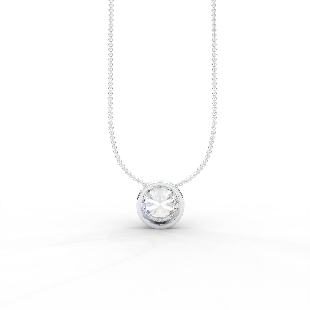Round Moissanite Bezel Set Solitaire Pendant - 1 Carat : NT-0002-WG